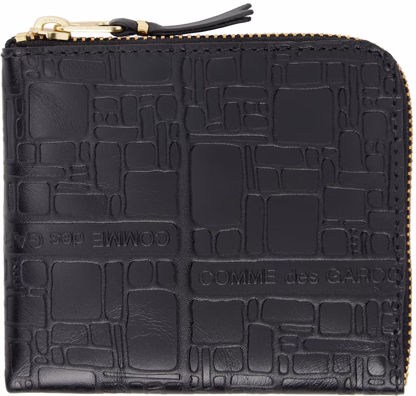 comme des garcons wallets black embossed logo wallet
